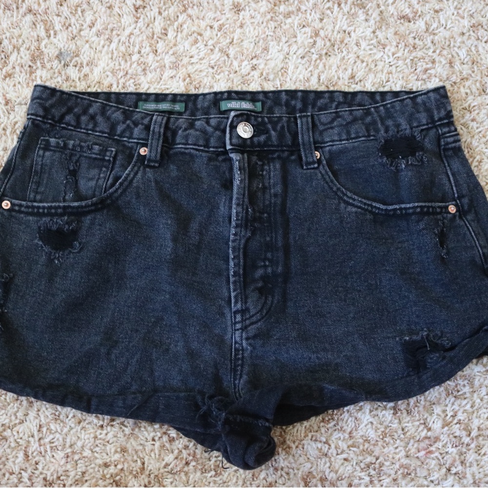 Wild Fable Black Jean Shorts High-Waisted Frayed Hem